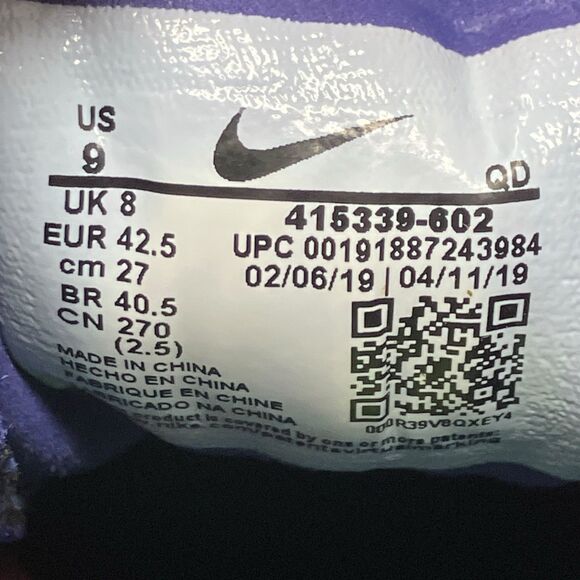 Nike Long Jump Shoes Spikes Mens 9 Purple Zoom LJ 4 Track Field‎ New 415339-602 main image 14